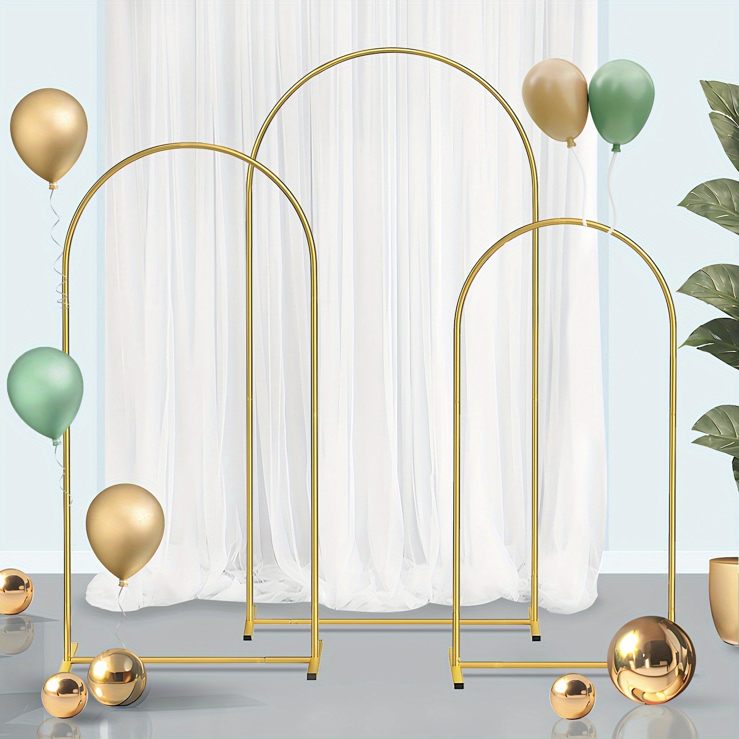 

1pc, Metal Arch Backdrop Stand, Golden Wedding Balloon Arched Backdrop Stand Arch Frame For Birthday Party Bridal Baby Shower Ceremony Decoration, 6ft/6.6ft/7.2ft