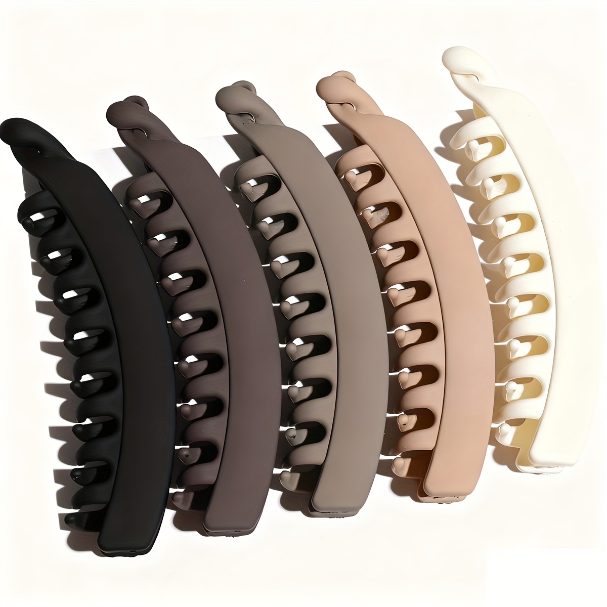TEMU Set da 5 pezzi di fermacapelli a banana multicolore, 13 cm/5,12 pollici, finitura opaca, semplici e versatili, presa salda, non danneggiano i