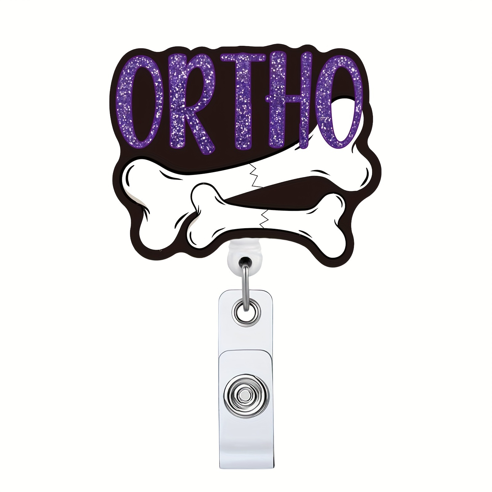 Ortho Retractable Badge Reel With Id Clip Name Tag Card Gift For Nurses Doctor Medical Office Radiology X-ray Orthopedics Nursing Medical Alligator Clip