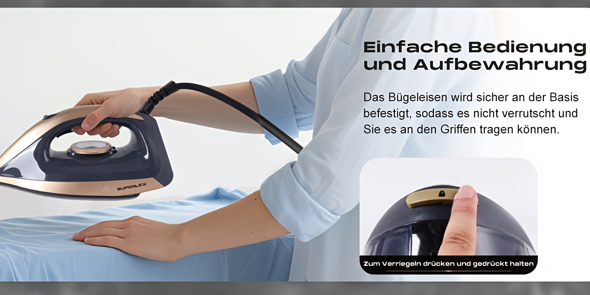 SUPERLEX Stoomstation met een keramisch gecoate, afneembare 1.3 L waterreservoir met een stoomproductie van 25-35G/min, opvallend lichtgewicht en stil.