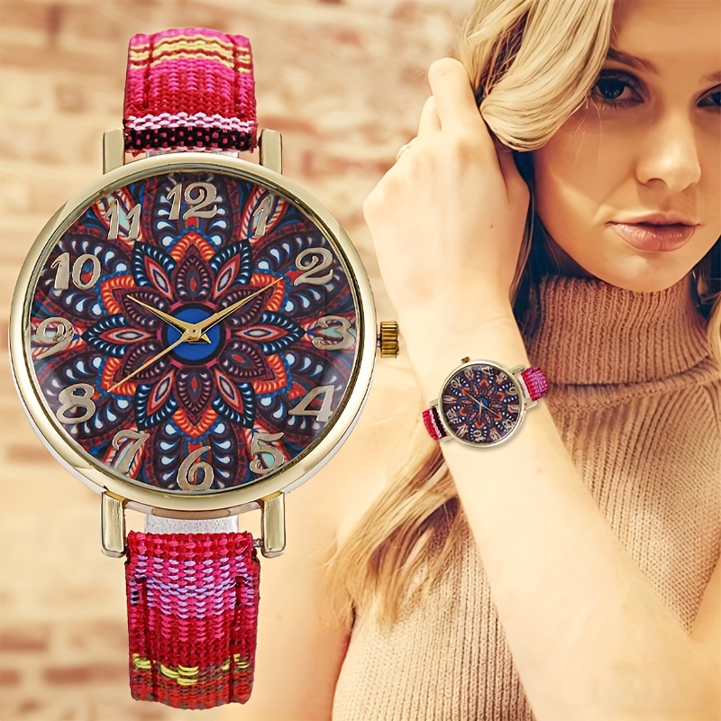 Ladies' Watch, Fashionable Vintage Style with an Old-money Ethnic Flair, Nylon Strap, an Elegant Must-have for Women, Making You the Center of Attention, the Perfect Gift for Your Girlfriend