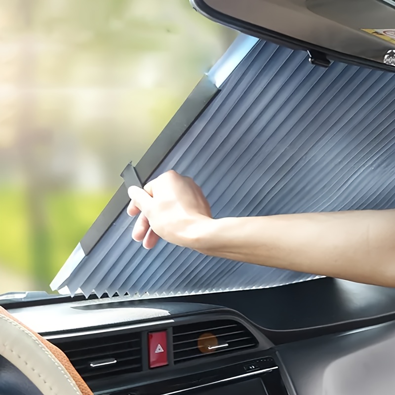 TEMU Auto-retractable Car Sunshade - Uv Protection & Heat Insulation, Durable Abs Material, Essential Summer Accessory