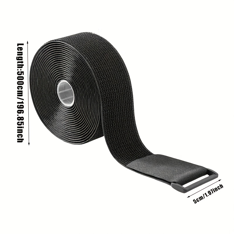 E-shop Eine Rolle wiederverwendbares Gurtband, 196,85 Zoll, mit 1,97 Zoll breitem Band 25 Kabelorganizern mit Kunststoffschnalle