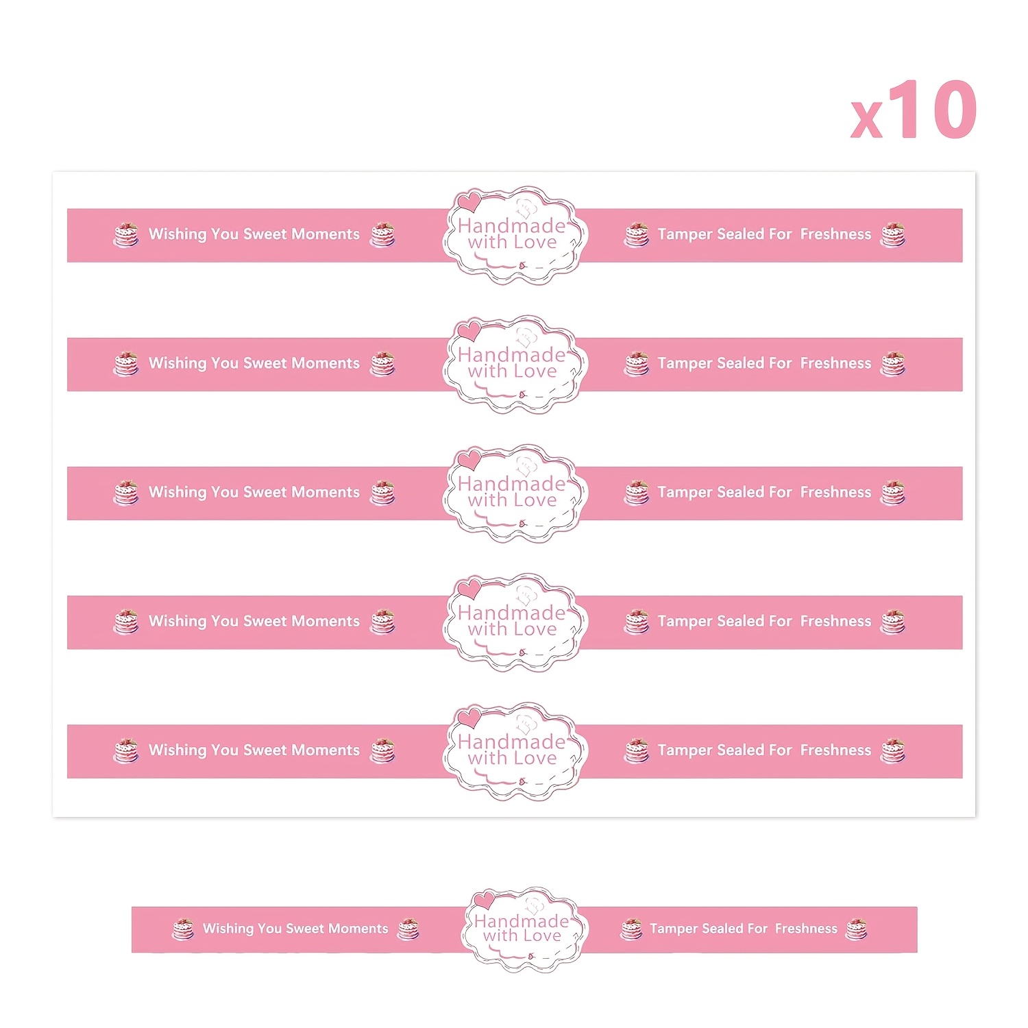 TEMU 50 Pudding Stickers, 10 Sheets Of Pink Handmade Adhesive Stickers For Food Baking Gifts, Sealing Labels For Festive Occasions, Cupcake Sealing