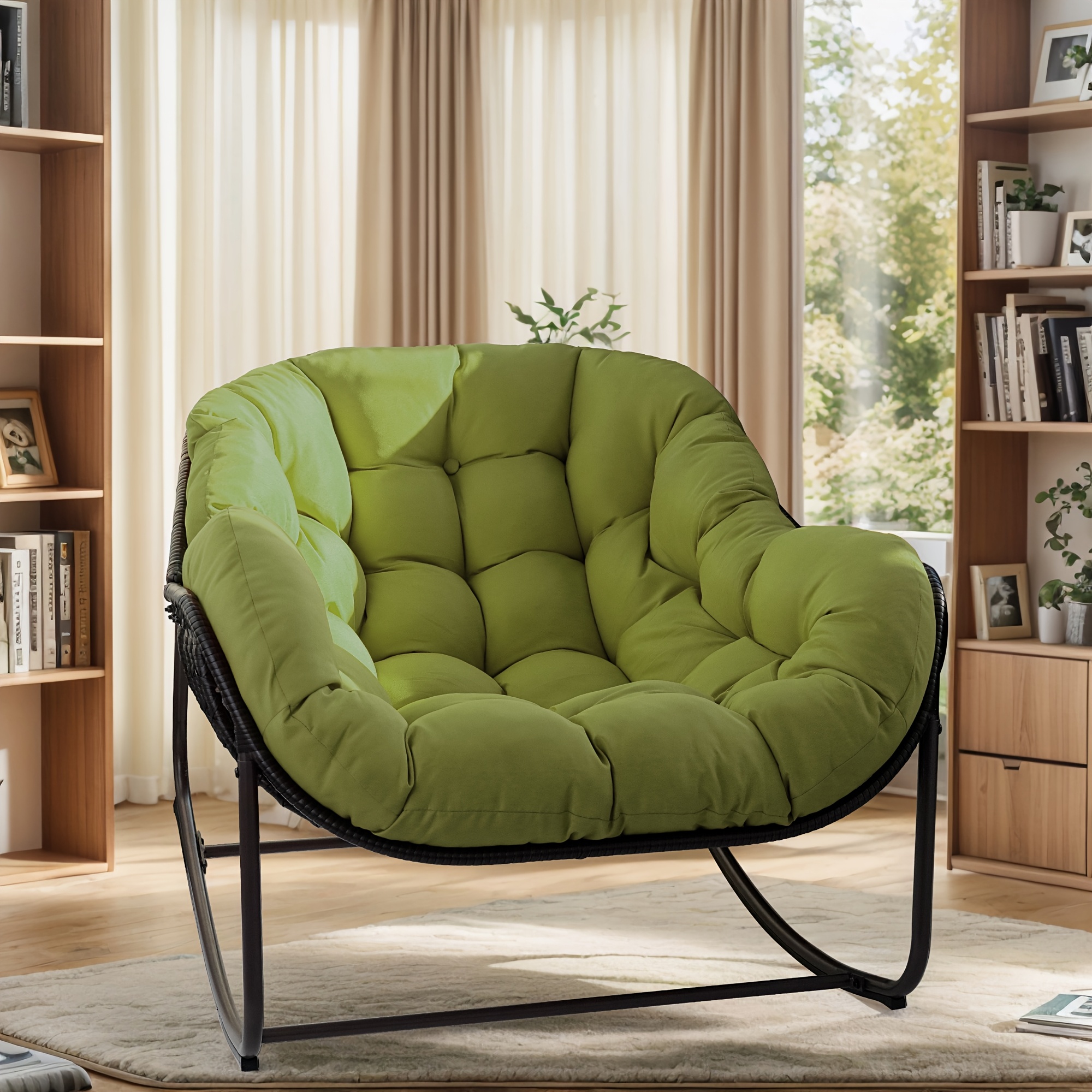 comfortable Outdoor Papasan Rocking Chair Wicker Papasan Patio with Cushion And Pillow, Large Papasan Rocker Egg Chair for Garden And Patio 12 comfortable Outdoor Papasan Rocking Chair Wicker Papasan Patio with Cushion And Pillow, Large Papasan Rocker Egg Chair for Garden And Patio - Image 12