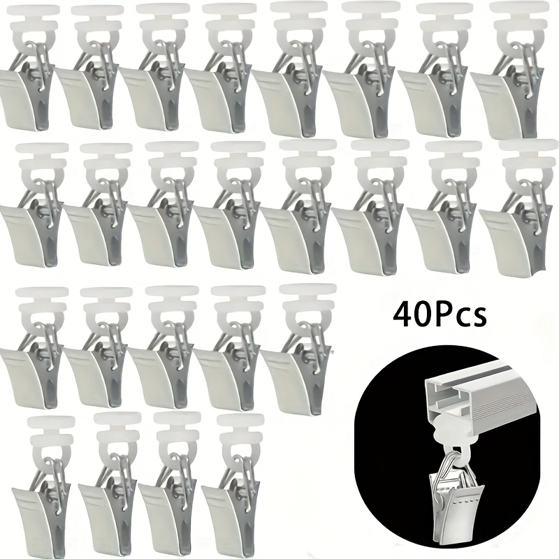 E-shop 40 Stk. Metall-Vorhangclips mit Nylonrollen, Vorhangclip, Vorhang-Schiebeclip, Kunststoff-Rollenclip, Schienen-Hardware-Clip, für