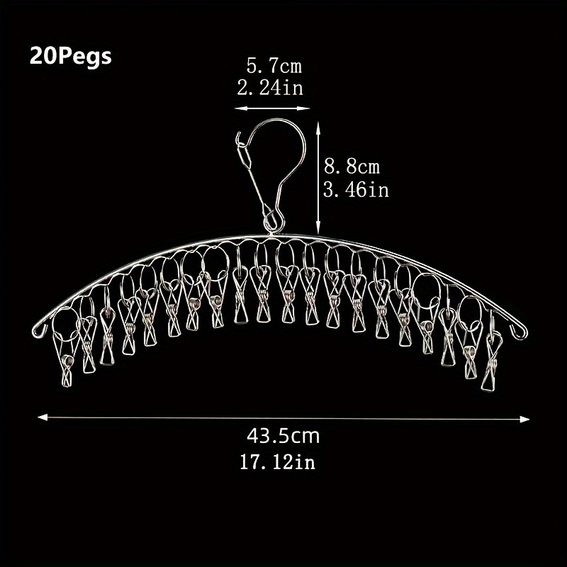 E-shop 10/20 Stück Edelstahl Wäscheständer Kleiderbügel Winddichte Kleiderständer Clips für Socken und Wäsche Trocknen, Unterwäsche und Sockenhalter,