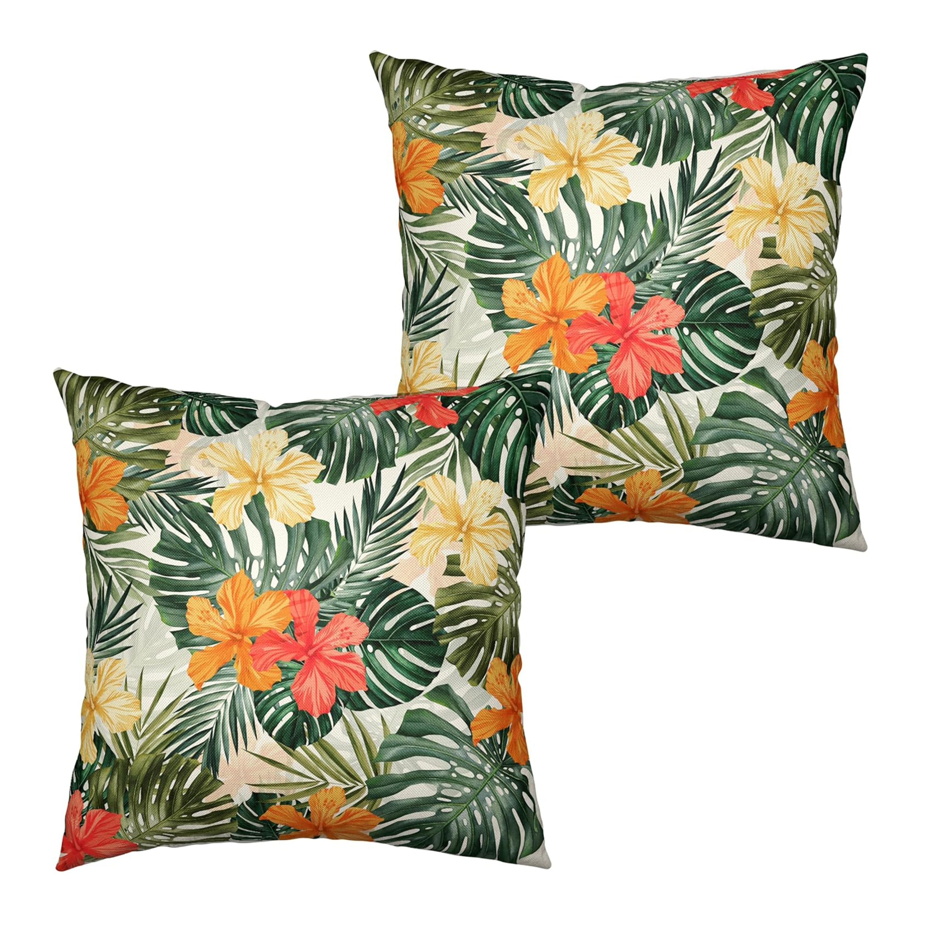 

Set Of 2 Hawaiian And , , Zippered, , Decorative Polyester Pillowcases For , Decor - 16x16, 18x18,