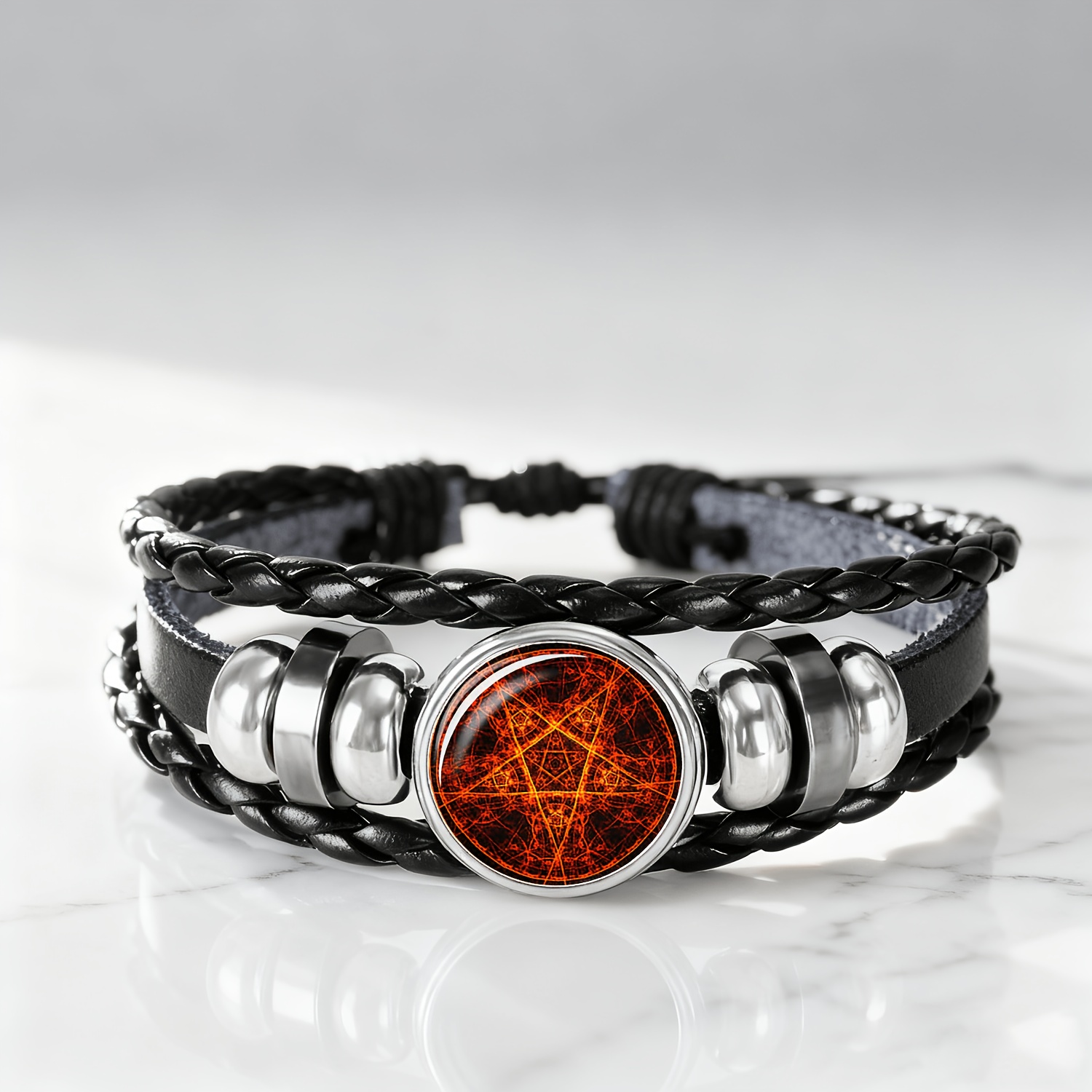 Men's Mysterious Pentagram Pattern Black Bracelet