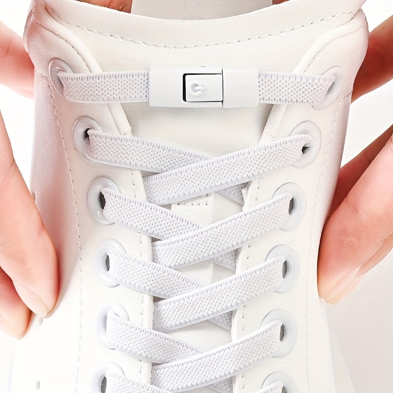 1 Pair of Shoe Laces, 2 Elastic Bands and 2 Buckle, Elastic Shoe Laces Solid Color Classic Shoe Laces Suitable for Casual Shoes Sports Shoes