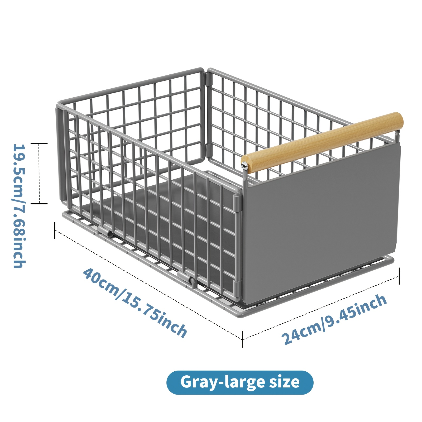 TEMU 1pc Multifunctional Cast Iron Pull-out Under Sink Organizer With Wooden Handle - Spice And Storage Rack For Kitchen And Bathroom Cabinets, No