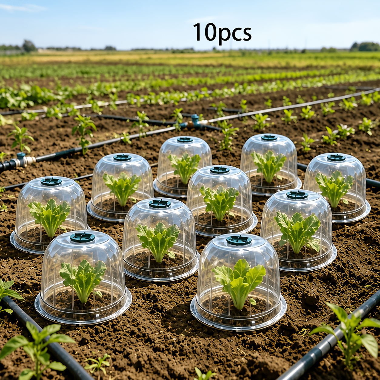 TEMU 10pcs Set Thickened Plant Seedling Covers Green Plant Insulation Moisturizing Breathable Seedling Covers Garden Greenhouse Covers (with