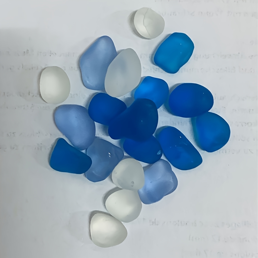 TEMU 20pcs Of Blue And Mixed Color Sea Glass, 10-16mm, For Aquarium Decoration