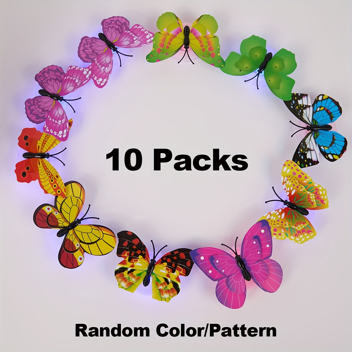 Image of 10-pack Glowing Butterflies, Home Decor, Decorative Glowing Night Lights, Birthday Gift, Home Decoration, Wedding Decoration, Holiday Decoration, Colors And Styles