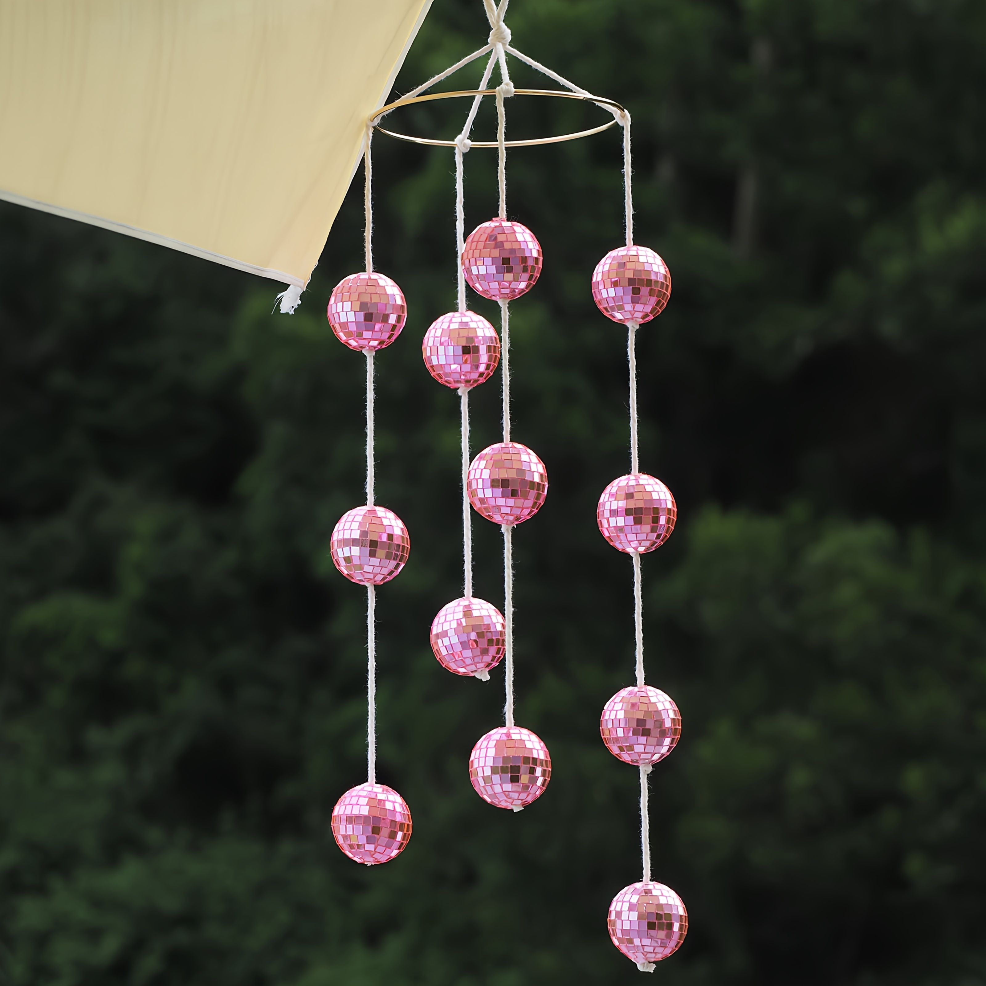 1 Set Disco Hanging Wind Chimes, Sunshine Catcher, Pink Disco Ball Wind Chimes Used For Home Garden Room For Home Decoration