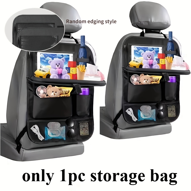 TEMU Car Seat Storage Bag With Folding Plate - Made Of High-quality Material, With A Foldable Storage Bracket, Multiple Storage Bags. The Black. An