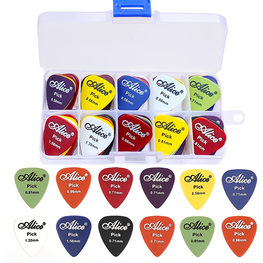 

50pcs Guitar Picks Set - Assorted Thickness 0.58mm-1.50mm, Plastic Plectrums With Transparent Storage Case For Acoustic, Electric Guitars, Ukulele, And Bass - Music Accessories