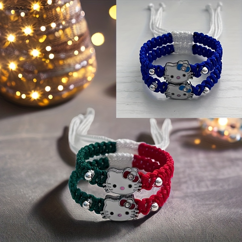 

1pc Sanrio Hello Kitty Braided Rope Bracelet, Elegant Simple Animal Theme, Birthstone, Daily Wearable Hand Jewelry, Ideal Gift And Couples, Valentine's Day Present, Accessory