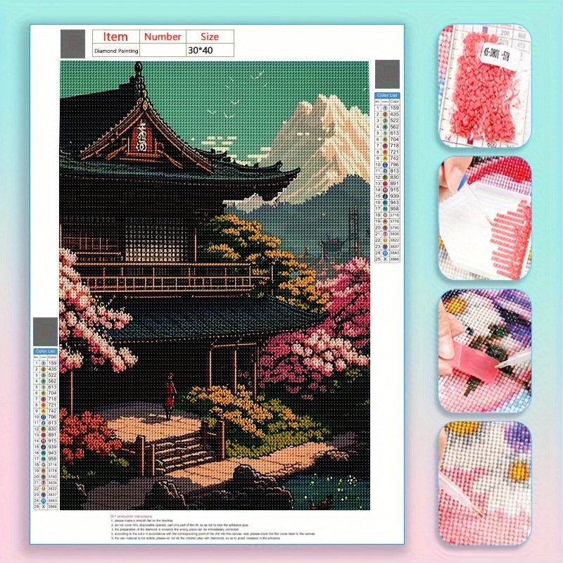 

Japanese Landscape 5d Full Drill Round Diamond Painting Kit With Tools, 30x40cm - Canvas Diamond Art Mosaic Craft For Beginner, Diy Diamond Embroidery Wall Art Home Decor Kit Without Frame