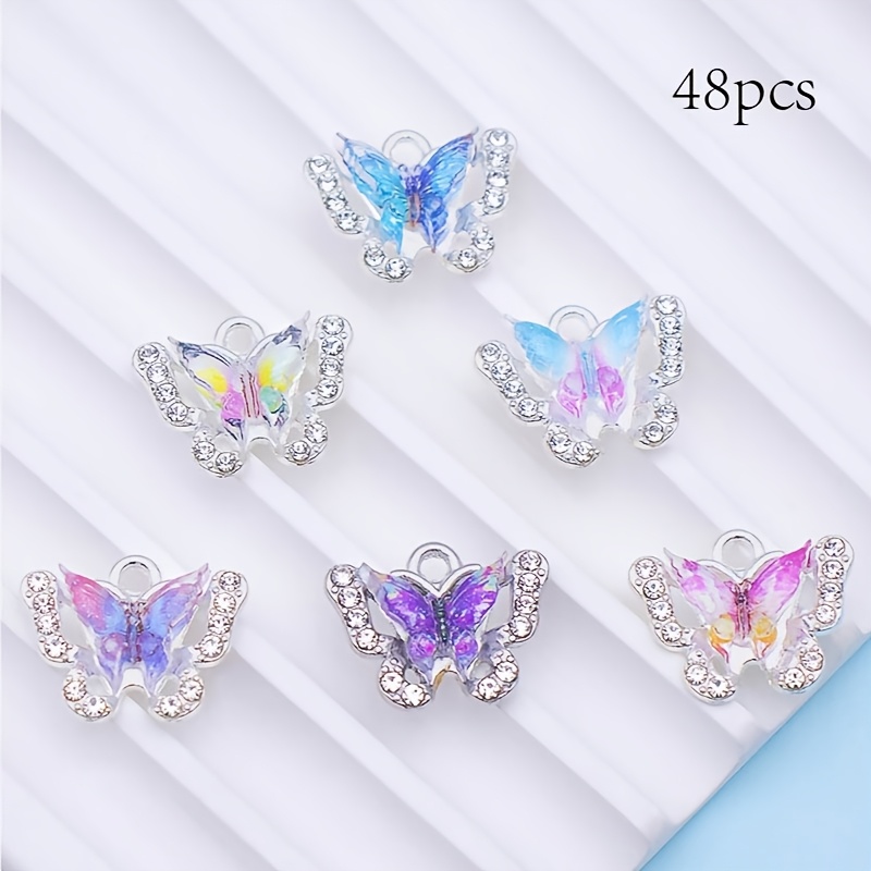 TEMU 48pcs/96pcs Random Mixed Styles Of Insects And Animals, Series, Mixed Colors, Rhinestone Inlaid, Jewelry Handmade Production Additions, Pendant,
