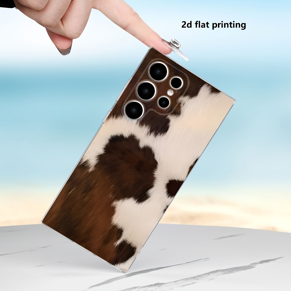 TEMU Phone Case: 2d Flat Cow Print Transparent Phone Case, Suitable For Galaxy S26 Ultra, Galaxy S25 Ultra, A134g/5g, A14 4g/5g, A23, A24, A25, A32
