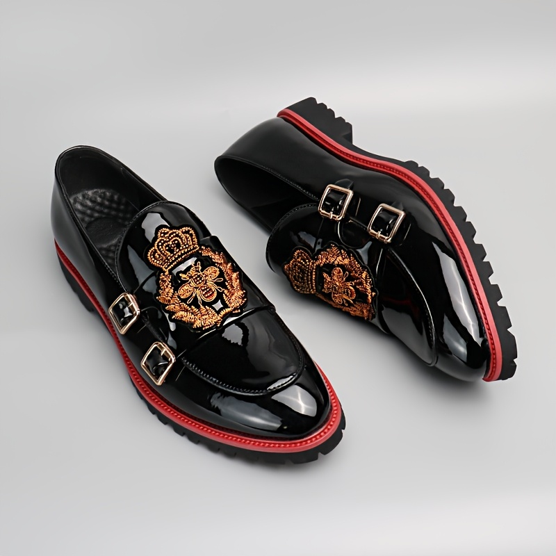 Men'S Embroidered Slip-On Loafers, British Casual Business Shoes.
