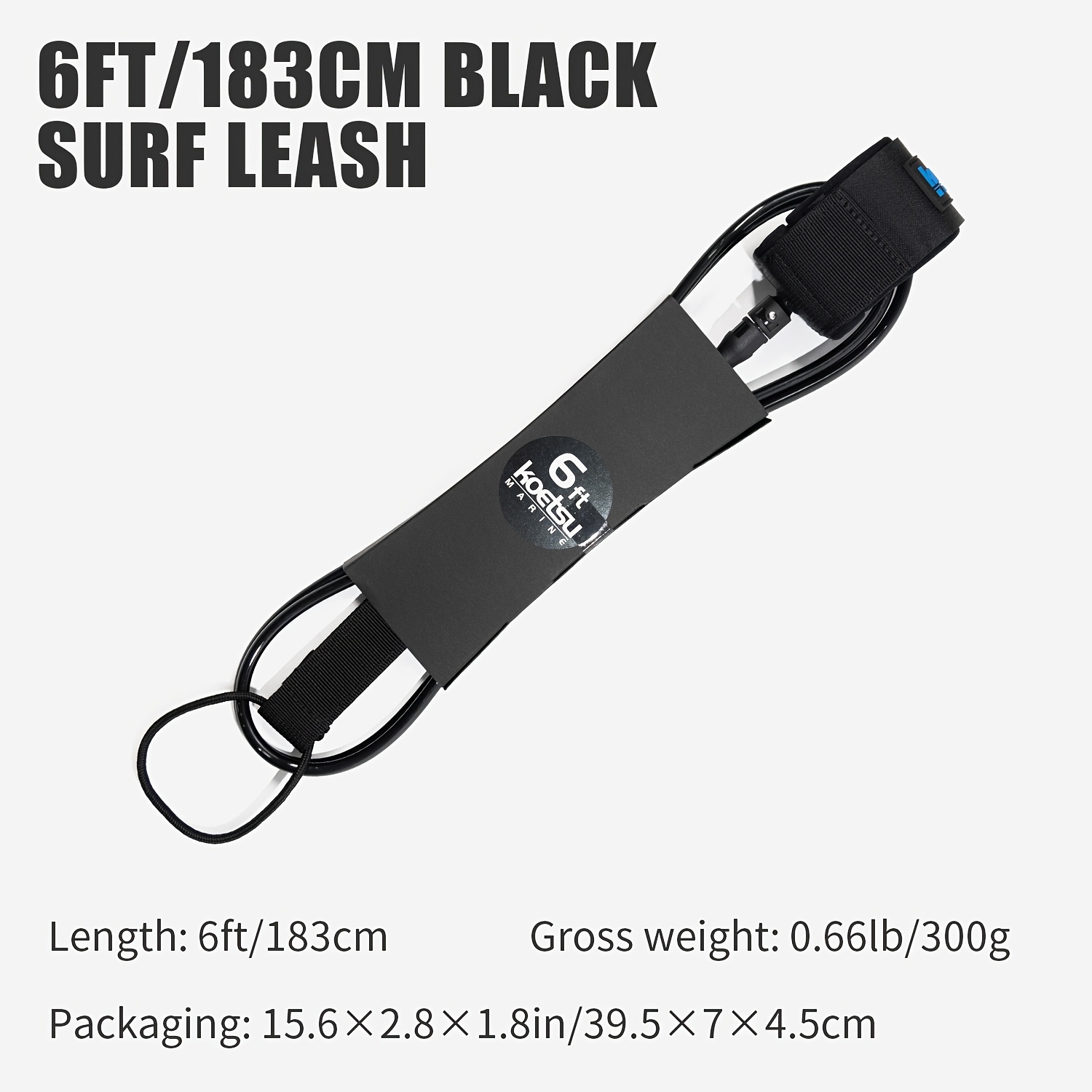 1 Correa de surf KOETSU de 7 mm/0.28 pulgadas | TPU colorido resistencia anti-estiramiento, de 6 a 10 pies, cordón de seguridad duradero para tabla de surf, , resistencia a la inferior a 122 lbs
