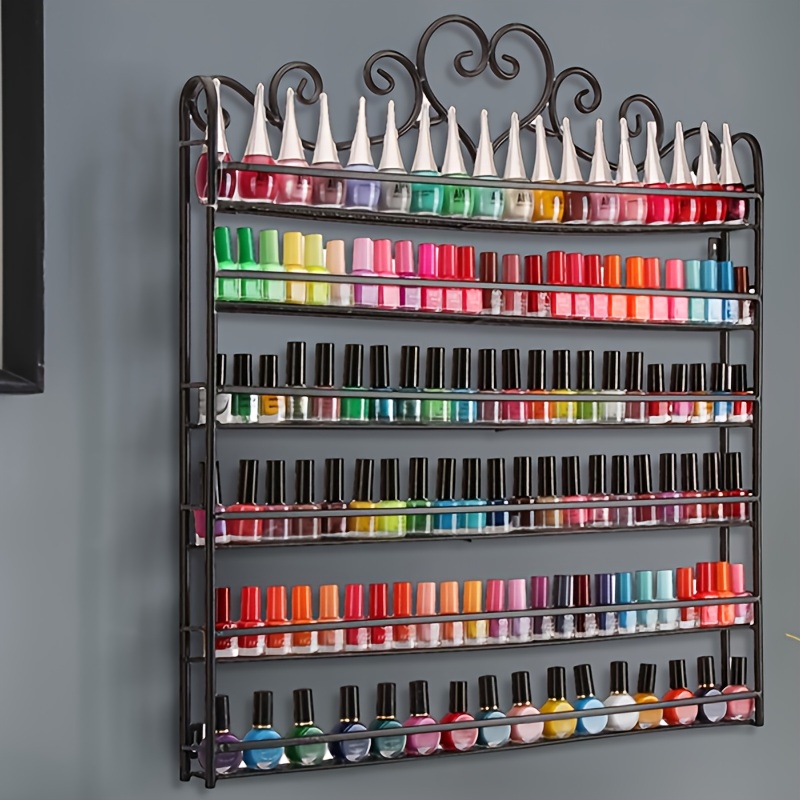 Image of Metal Display Rack For Nail Polish With 6 Tiers, Wall-mounted Organizer For Storage, And Essential Oil Holder For Nail