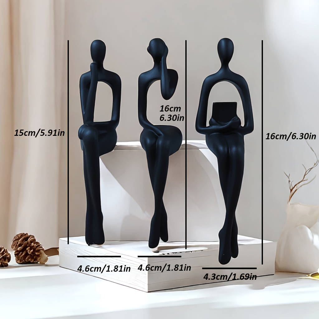 set 3 / 1 schwarze abstrakte figuren statue dekoration