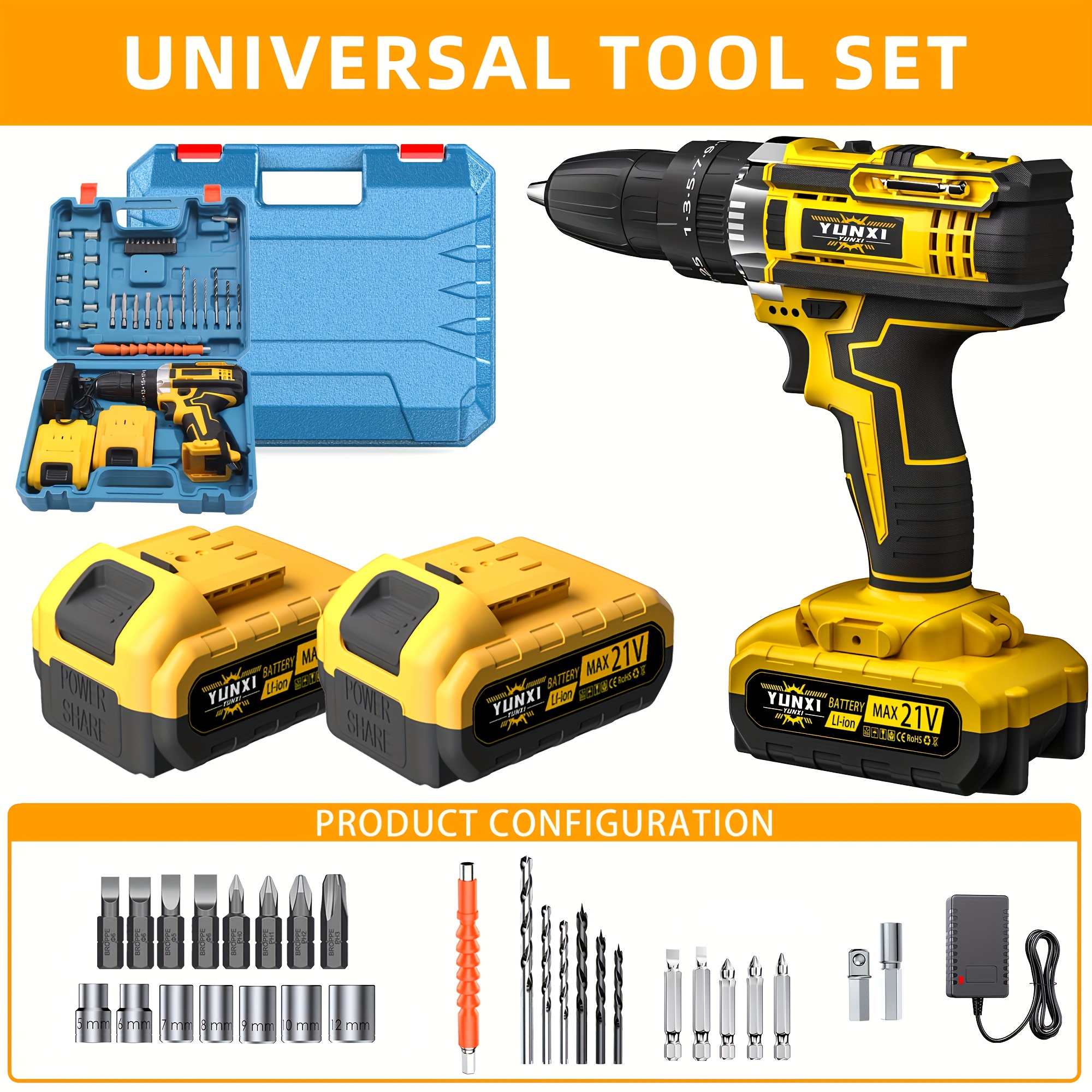 Draadloze elektrische lithiumboor met hoog vermogen voor huisdecoratie, eenvoudig te gebruiken