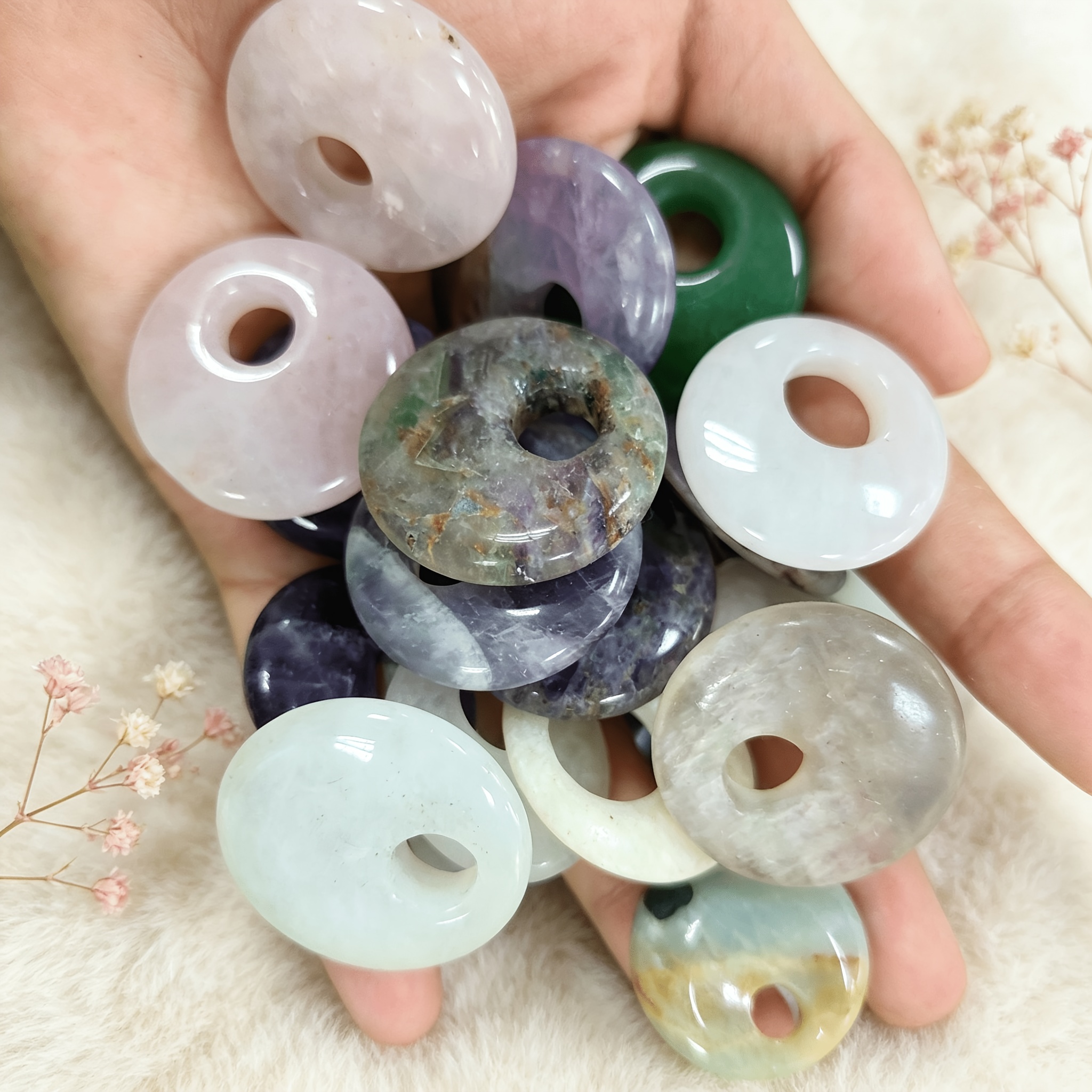 10pcs Mixed Crystal Donut Charms for Handmade Jewelry Crafting