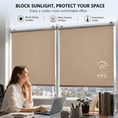 1pc set punch free suction cup shade thickened oxford cloth full blackout roller blind automatic retractable sunshade and insulation roller blind built in high elastic smooth roller supporting free stretch and stop