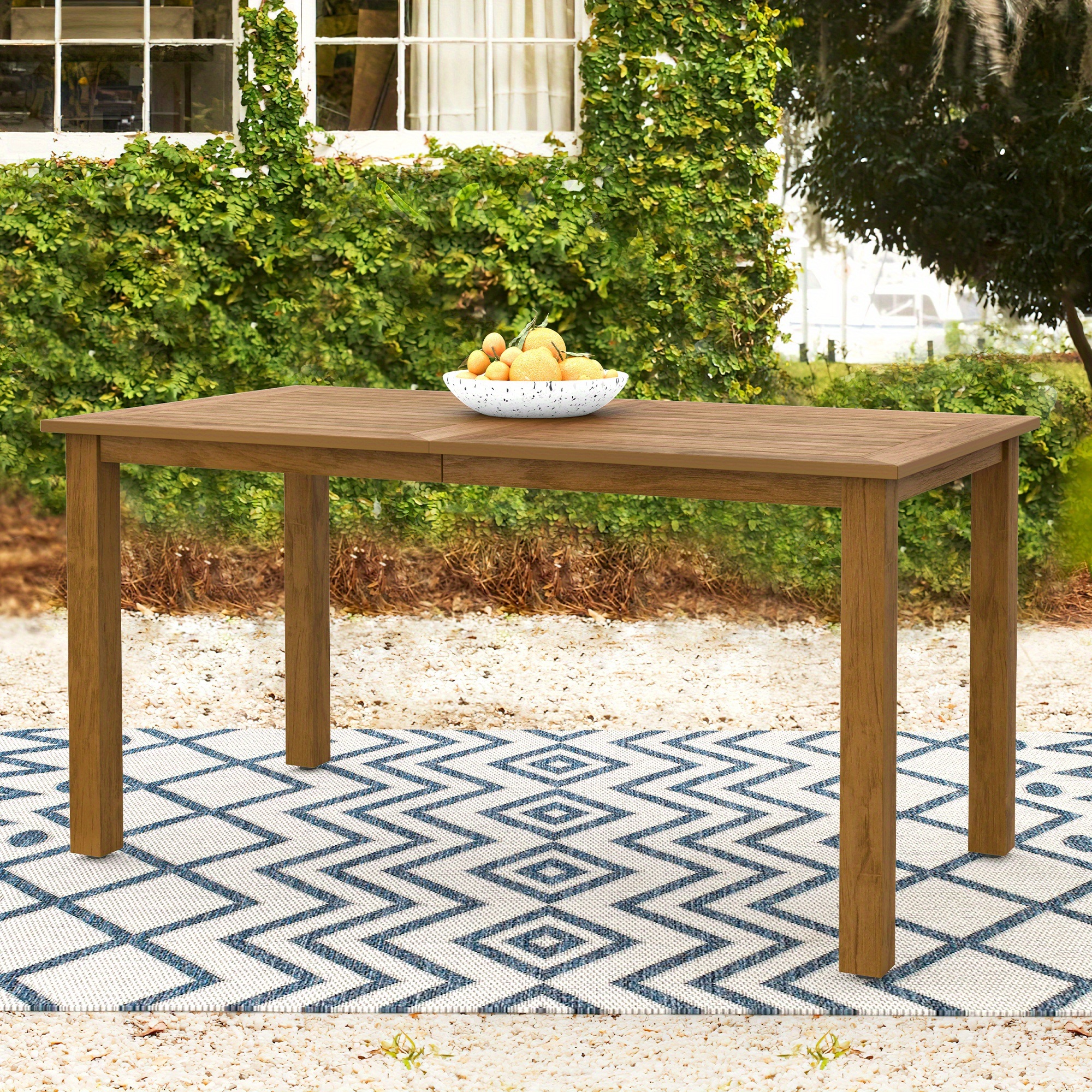 HDPS Outdoor Dining Table, Weather-Resistant Rectangle Patio Dining Table, 500 LBS Weight Capacity, Outdoor Patio Table for Outside Indoor, Lawn, Garden, And Backyard