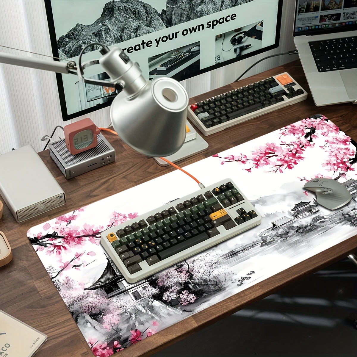 

Japanese Cherry Blossom Xxl Large Mouse Pad 35.4x15.7in Extended Computer Mouse Pad, Suitable For Wireless Mouse Keyboard, With , Non-slip Base, Suitable For Office And Enthusiasts