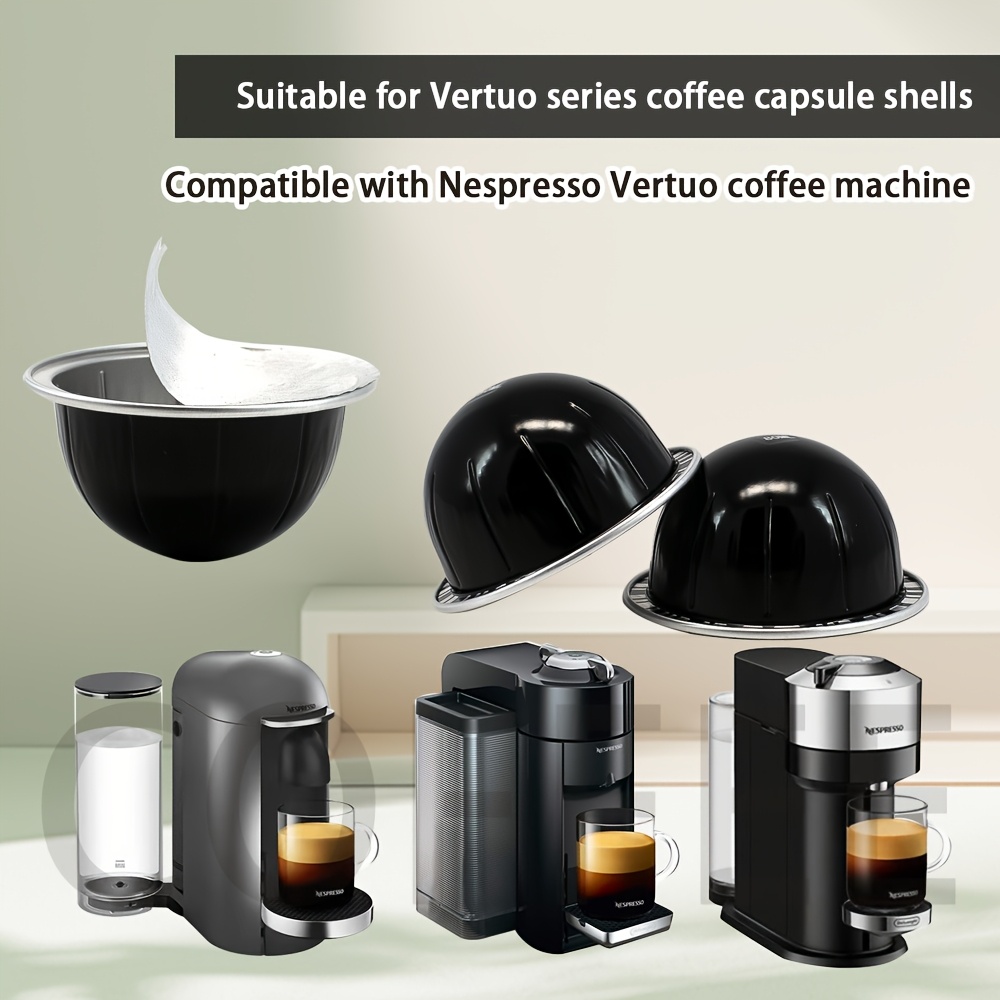 

Black Reusable Aluminum Coffee Capsules With Sealing Foil, Compatible With Capsules