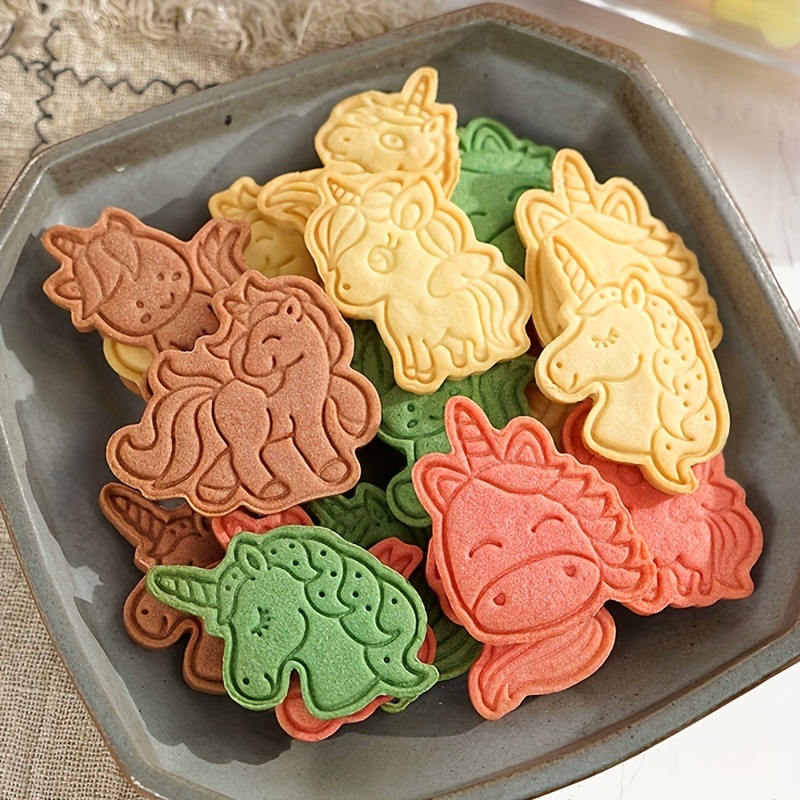 

6pcs, Cute Unicorn Cookie Cutters, Plastic Pastry Cutters, Biscuit Molds, Chocolate Mold, Diy Baking Tools, Kitchen Gadgets, Kitchen Accessories