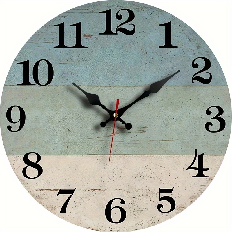 TEMU Retro Wooden Wall Clock, Round Silent Decorative , Vintage Wood Grain Style, Flat Crown, Single Aa Battery Operated (not Included) For Bedroom,