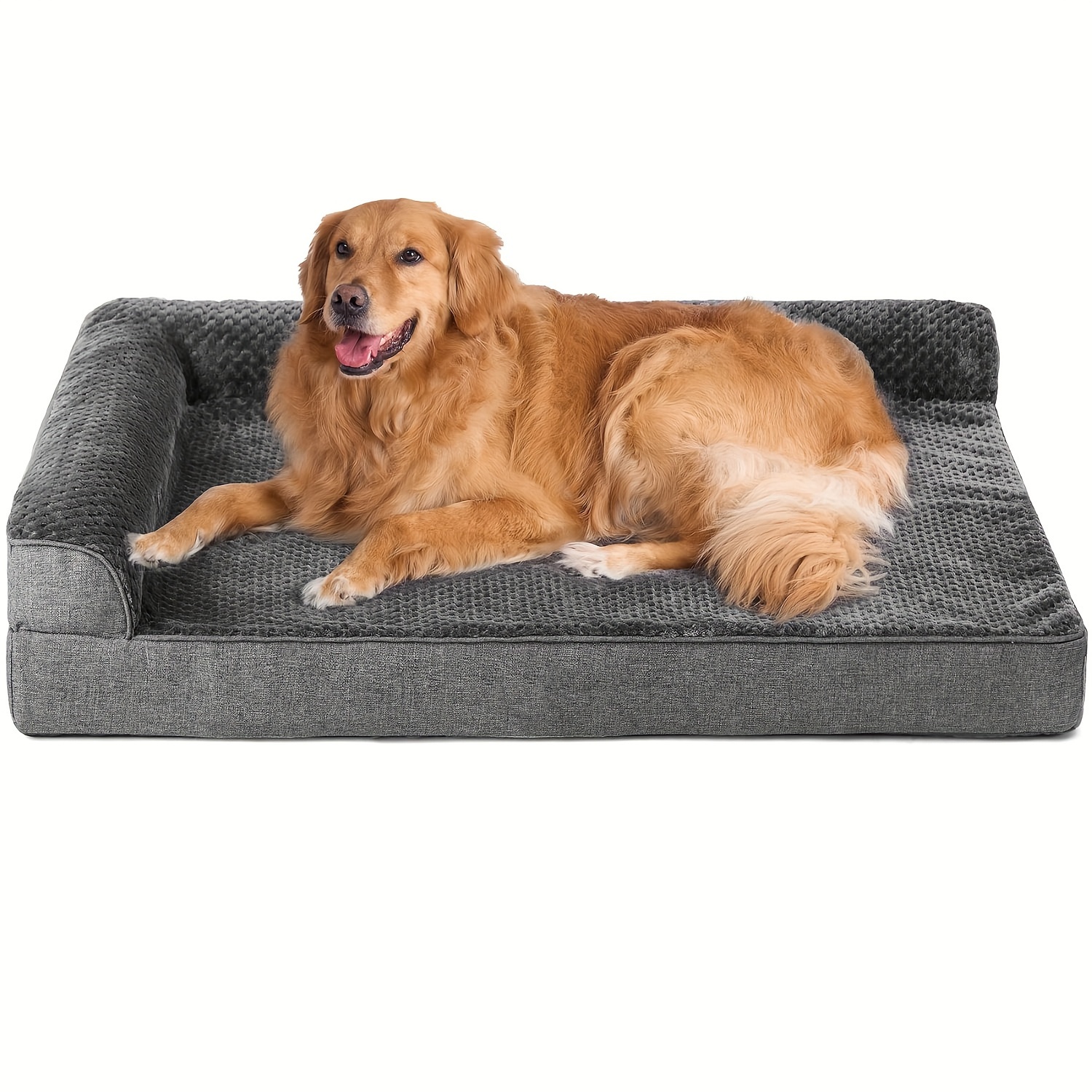 orthopedic dog bed for   plush gray polyester pet bed with ergonomic support durable rectangular design for medium large small extra small breeds pet winter bed plush pet sofa ergonomic pet sofa Product details 10