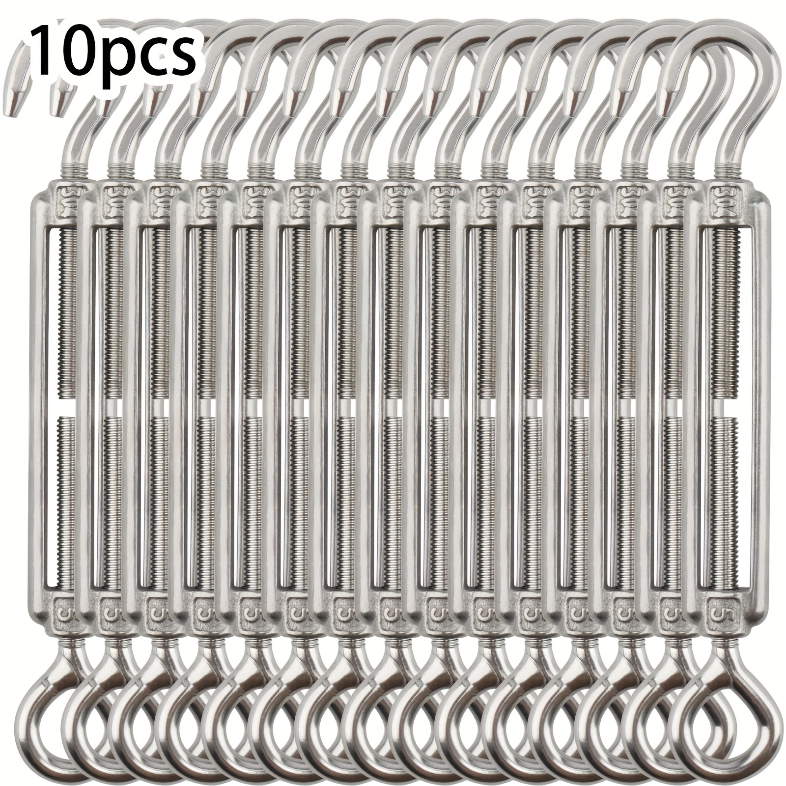 E-shop 10 Stück M5 Spannschraube mit Öse, 304 Edelstahl Drahtspanner, Hochleistungs-Spannschrauben für Kabel, Draht, Wäscheleinen, Sonnensegel, 4.88"