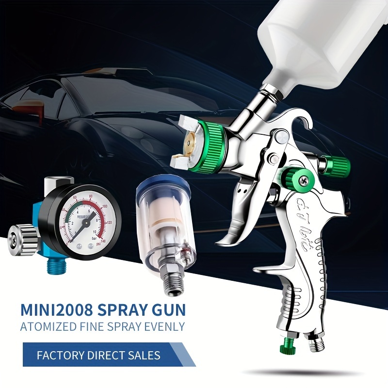 

Mini2008 Hvlp Spray , Small Paint For Diy, Auto Repair, Leather Restoration, With Adjustable Nozzle, Filter, And Regulator, Battery-free, Home Painting Tools