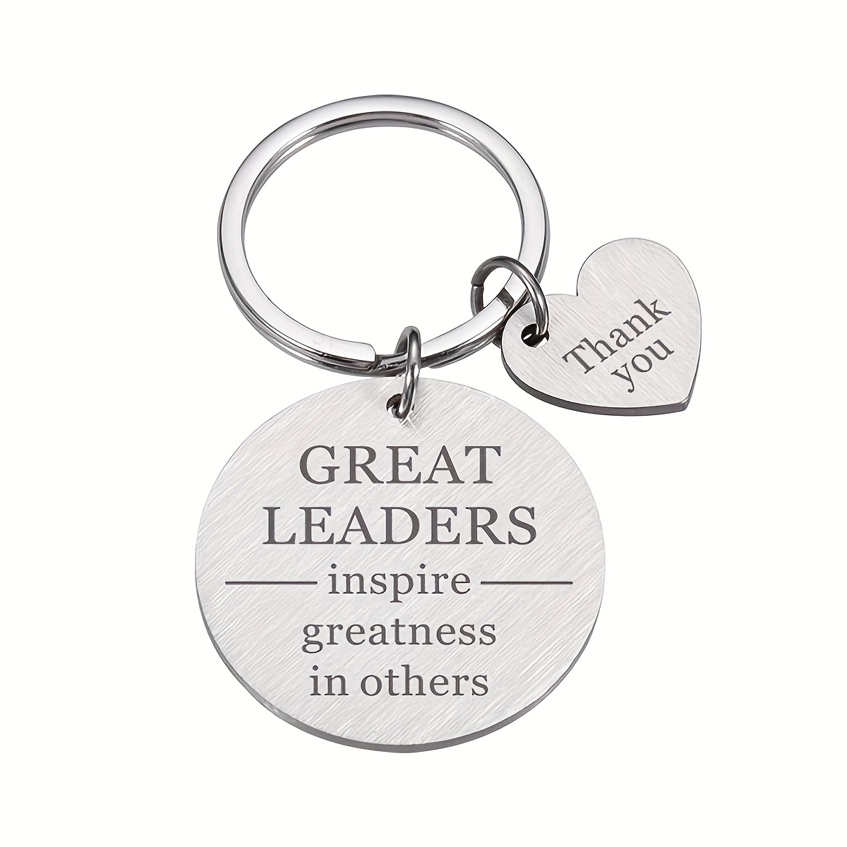 TEMU A Stainless Steel Round Tag Keychain Labeled 'great Leader', A Gift For Bosses, Colleagues, , And
