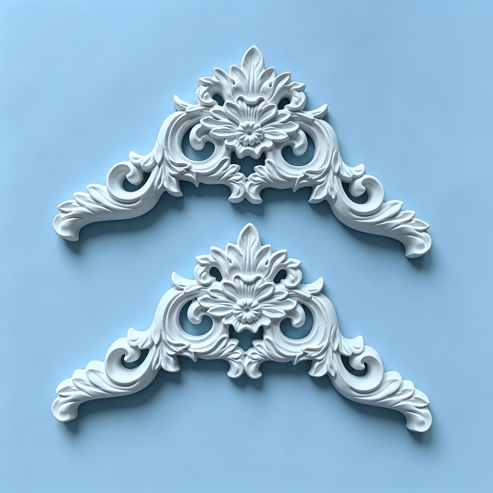 TEMU Lot de 2 moulures d'angle de style français en PU, moyennes à grandes, pour plafond, , cheminée et décoration murale d'appoint. Moulures murales