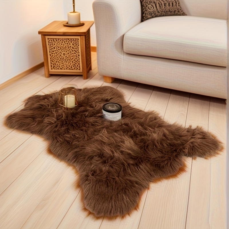 Image of 1pc Of Luxurious Faux Artificial Wool Rug, Chair Mat. Suitable For Living Room, Bedroom, And Sofa - Soft And Comfortable Rug That Adds To . Pet Mat, , Multiple Sizes, Dark Brown Double-headed Fish
