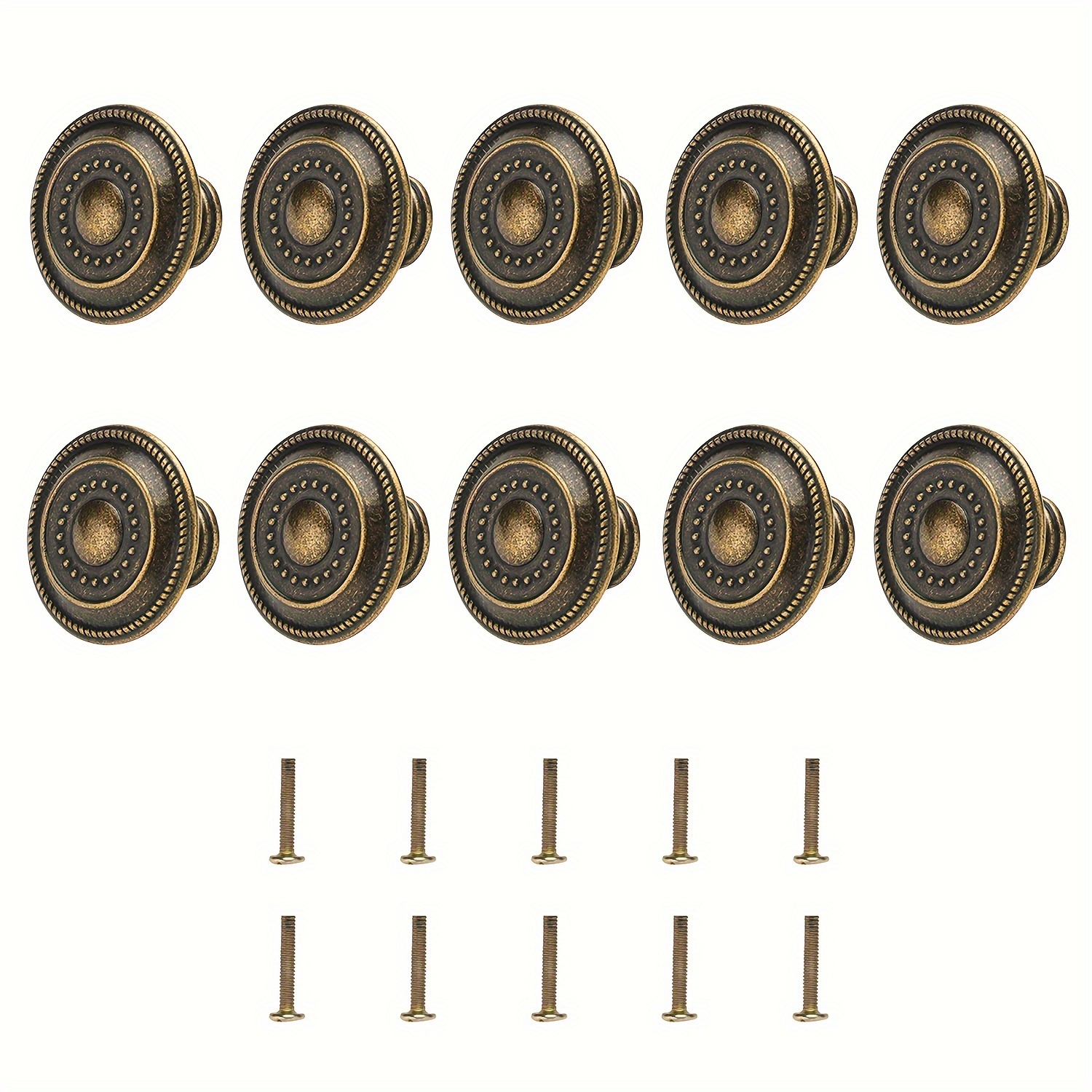 Image of Set Of 10 Vintage Kitchen Cabinet Knobs, Floral Drawer Pulls, Vanity Knobs In Antique Bronze, Suitable For Vanity Drawer Use