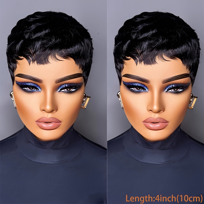 TEMU Short Cut Wig Human Hair 150 Density Wigs For Women Full Machine Made Wig Hair For Dadiy Use Short Straight Hair Wig Suitable For All Kinds 1b With 613 And Grey Color