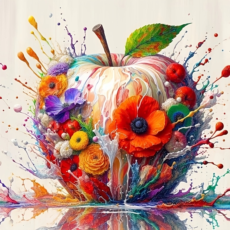 

1pc 5d Diy Diamond Painting Kit, Round Acrylic Art, 40x40cm, Fruit Theme Handmade Wall Decor