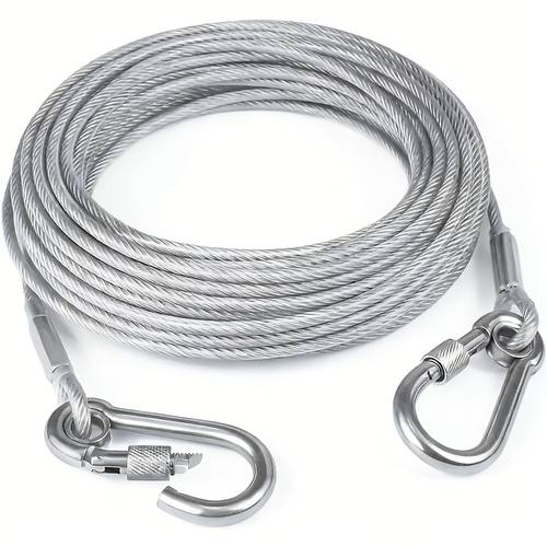 clothesline with coated safety cable and anti drop wire rope hooks multi functional heavy duty wire rope in 2m 5m 10m lengths suitable for hanging on as a anti slip rust proof and weather resistant