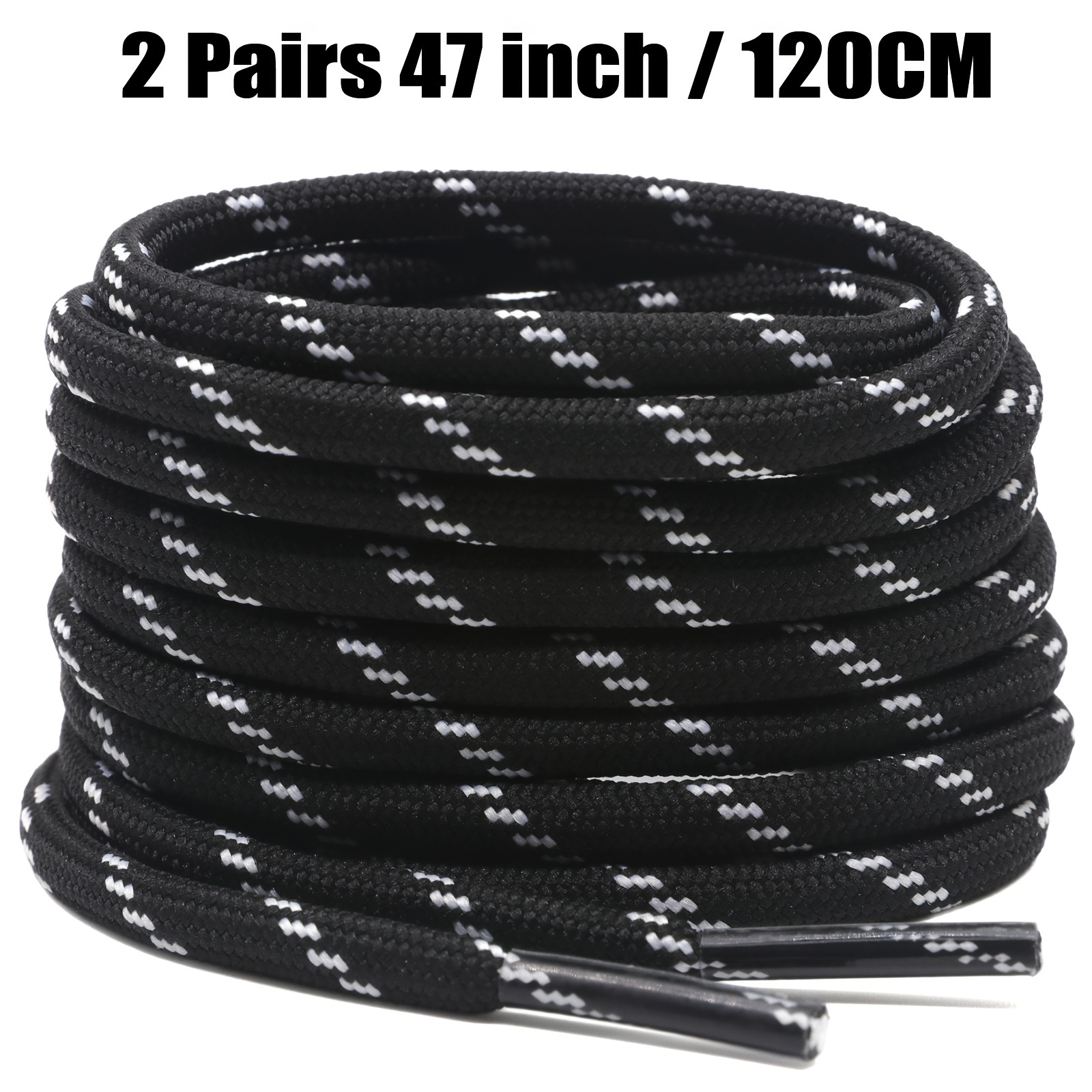 2 Pair Round Shoe Laces - Durable Polyester, Multiple Lengths For Sneakers, Soccer And Boots, Stylish Diamond
