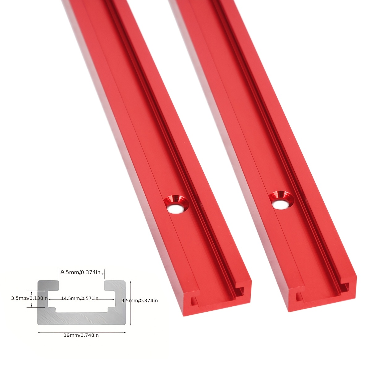 2 pezzi 600mm guida scorrevole a t per   del legno con   a t in   di alluminio angolato, fissaggio guida scorrevole a t con   a t da 19x9.5mm,   di fissaggio con bullone a t - per   di taglio, pialla per legno e uso