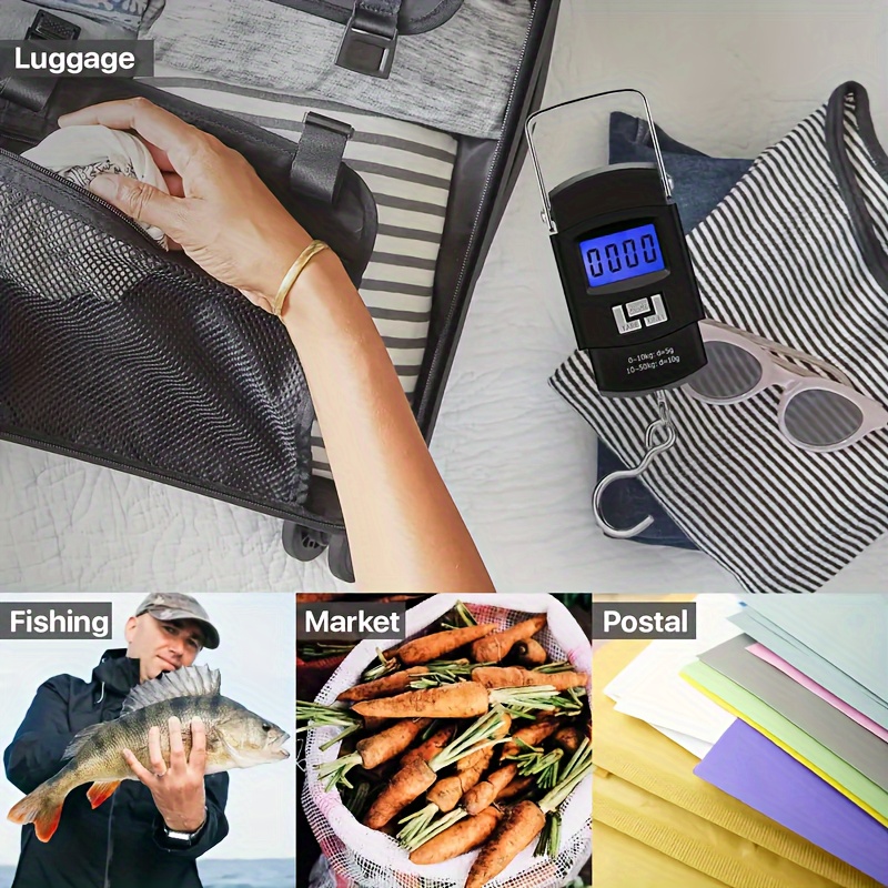 a   portable electronic scale suitable for small packages home use and commercial hanging hooks for weighing luggage and fish Product details 3